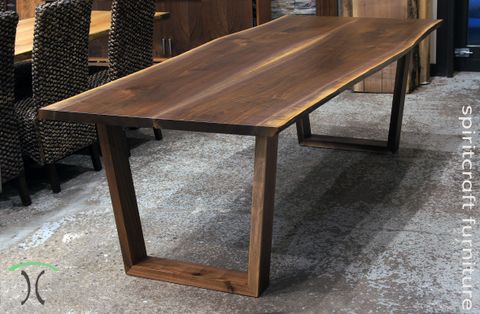Live Edge Slab Dining Tables, Walnut Slabs And Tops with Alpine Furniture Live Edge Solid Wood Dining Table In Light Walnut (Brown)